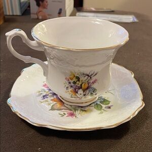 Elegant Floral Porcelain Teacup and Saucer Set